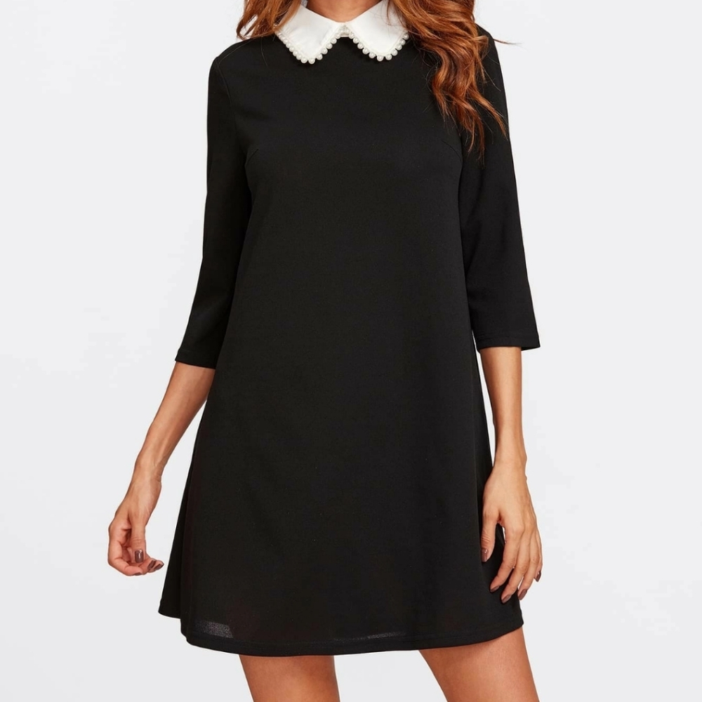 Shein peter pan collar dress Large, Black